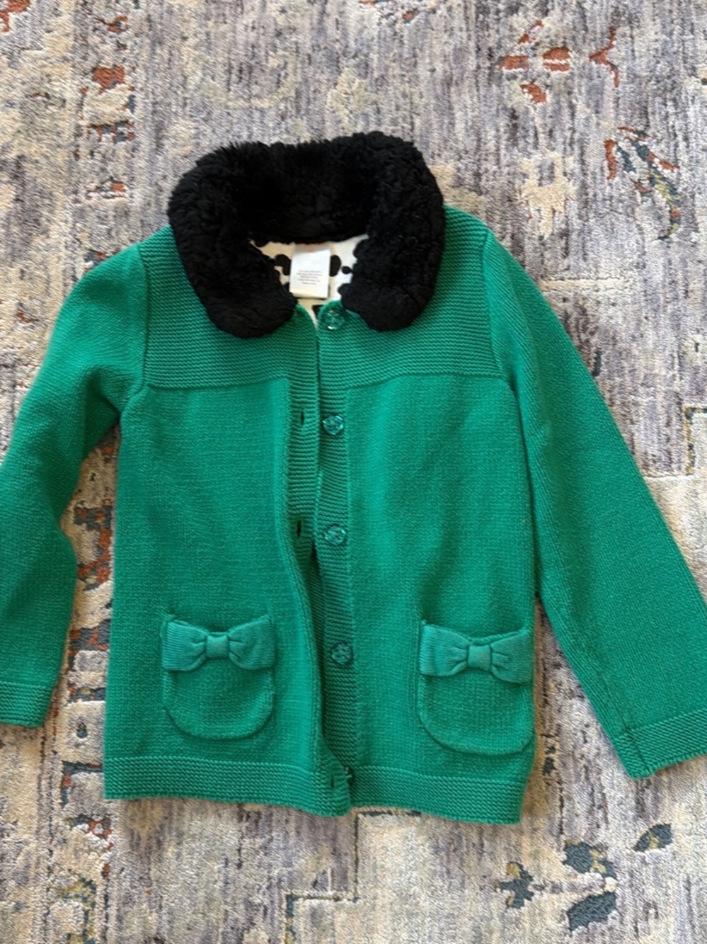 Kids Gymboree Knit Jacket with Black Faux-Fur Collar